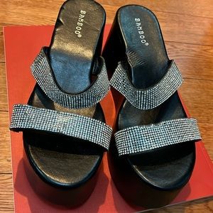 BAMBOO Platform Slide Rhinestone Slip on Sandals for Women - New, Never Worn